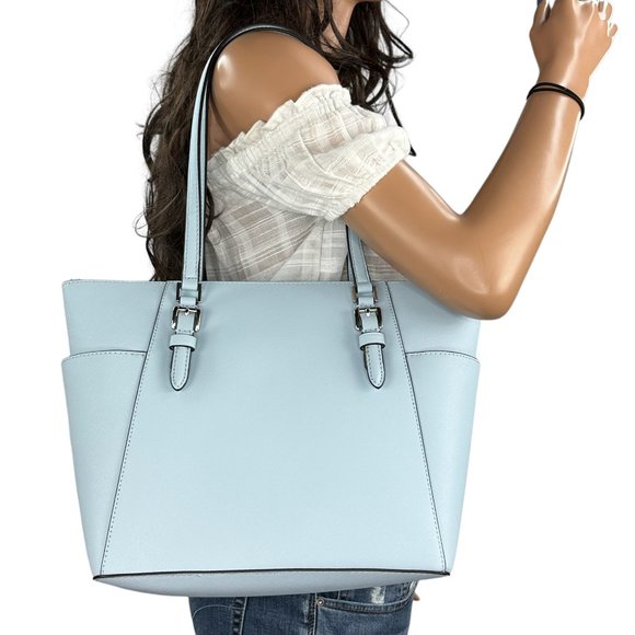 Michael Kors Charlotte Large Top Zip Shoulder Tote Bag Vista Blue - Picture 2 of 11